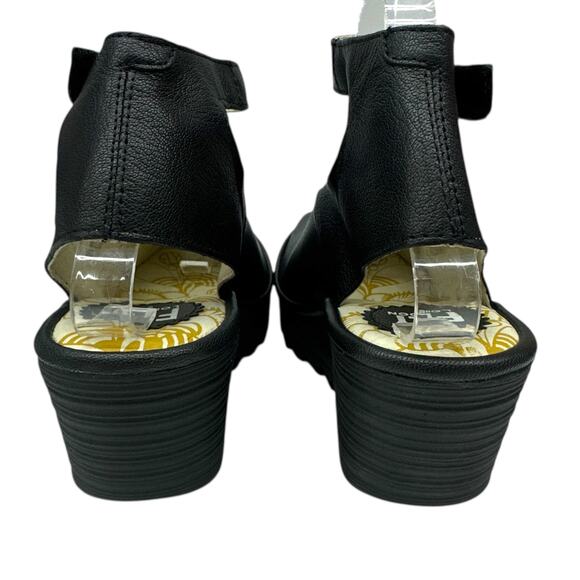 Fly Yala Peep Toe Leather Wedge Sandals Women's size 9 - Picture 5 of 8